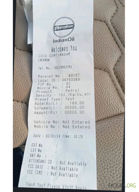 Chèque de paiement de la compagnie pétrolière indienne